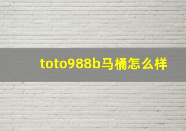 toto988b马桶怎么样