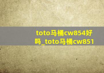 toto马桶cw854好吗_toto马桶cw851