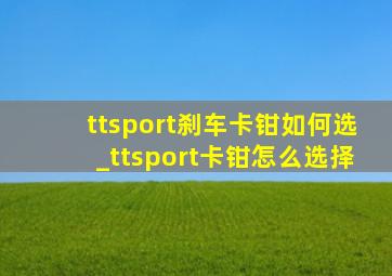 ttsport刹车卡钳如何选_ttsport卡钳怎么选择