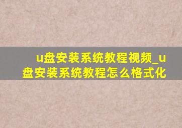 u盘安装系统教程视频_u盘安装系统教程怎么格式化