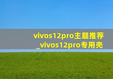 vivos12pro主题推荐_vivos12pro专用壳