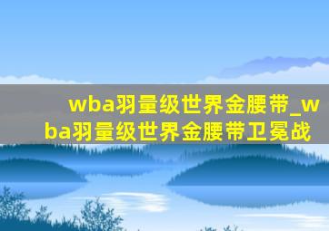 wba羽量级世界金腰带_wba羽量级世界金腰带卫冕战