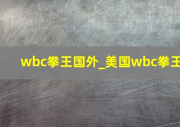 wbc拳王国外_美国wbc拳王