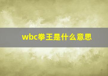 wbc拳王是什么意思