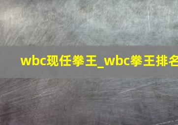 wbc现任拳王_wbc拳王排名