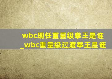 wbc现任重量级拳王是谁_wbc重量级过渡拳王是谁