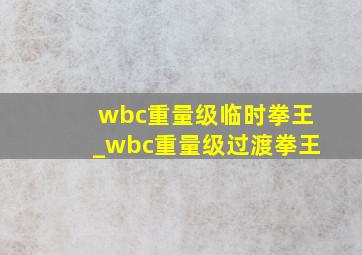 wbc重量级临时拳王_wbc重量级过渡拳王