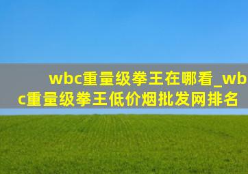 wbc重量级拳王在哪看_wbc重量级拳王(低价烟批发网)排名