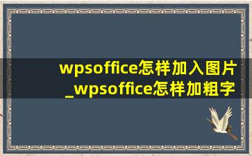 wpsoffice怎样加入图片_wpsoffice怎样加粗字体