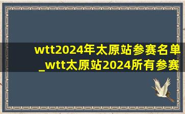 wtt2024年太原站参赛名单_wtt太原站2024所有参赛名单