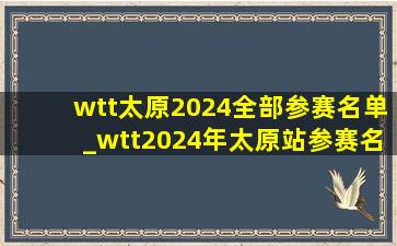 wtt太原2024全部参赛名单_wtt2024年太原站参赛名单