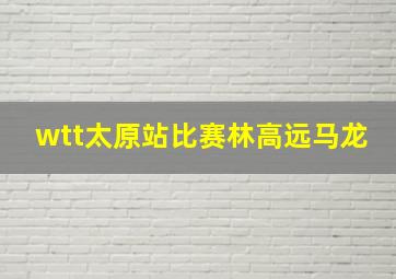 wtt太原站比赛林高远马龙