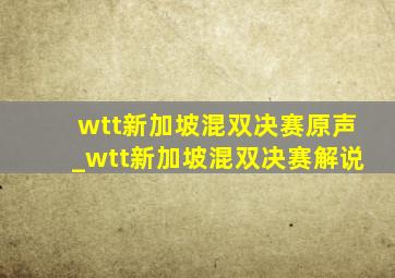 wtt新加坡混双决赛原声_wtt新加坡混双决赛解说