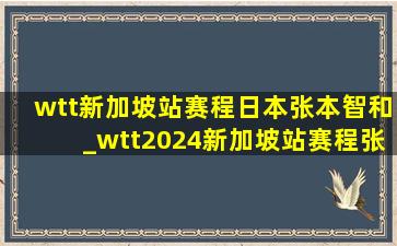 wtt新加坡站赛程日本张本智和_wtt2024新加坡站赛程张本智和