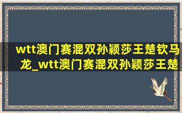 wtt澳门赛混双孙颖莎王楚钦马龙_wtt澳门赛混双孙颖莎王楚钦