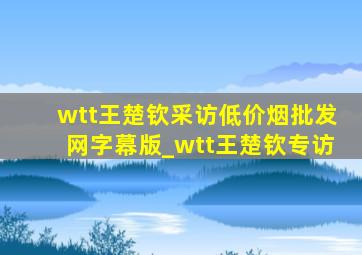 wtt王楚钦采访(低价烟批发网)字幕版_wtt王楚钦专访