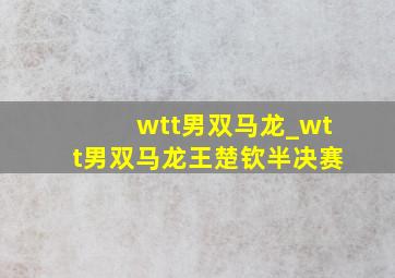 wtt男双马龙_wtt男双马龙王楚钦半决赛