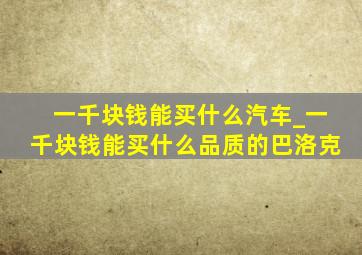 一千块钱能买什么汽车_一千块钱能买什么品质的巴洛克