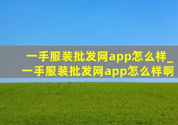 一手服装批发网app怎么样_一手服装批发网app怎么样啊