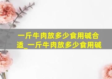 一斤牛肉放多少食用碱合适_一斤牛肉放多少食用碱