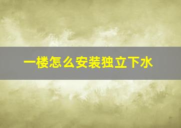 一楼怎么安装独立下水