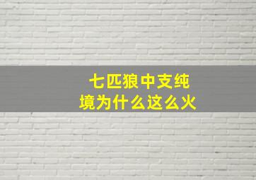 七匹狼中支纯境为什么这么火