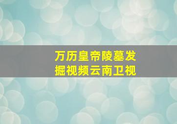 万历皇帝陵墓发掘视频云南卫视