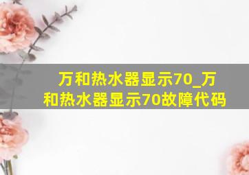 万和热水器显示70_万和热水器显示70故障代码