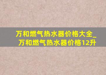 万和燃气热水器价格大全_万和燃气热水器价格12升