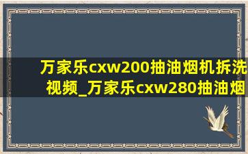 万家乐cxw200抽油烟机拆洗视频_万家乐cxw280抽油烟机拆洗步骤图