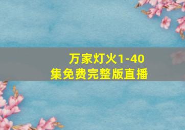 万家灯火1-40集免费完整版直播