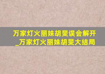 万家灯火丽妹胡斐误会解开_万家灯火丽妹胡斐大结局