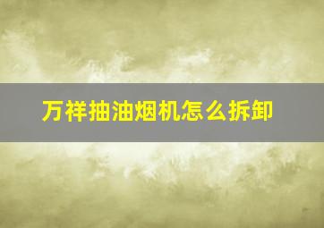 万祥抽油烟机怎么拆卸