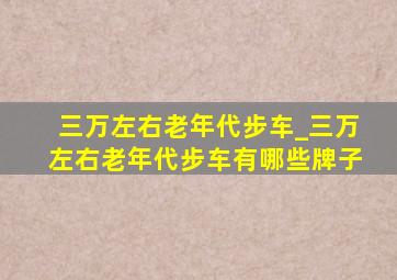 三万左右老年代步车_三万左右老年代步车有哪些牌子