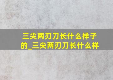 三尖两刃刀长什么样子的_三尖两刃刀长什么样