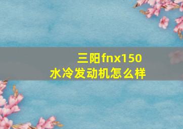 三阳fnx150水冷发动机怎么样