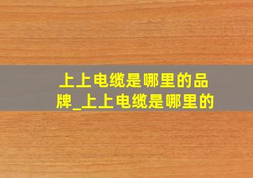 上上电缆是哪里的品牌_上上电缆是哪里的