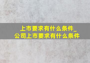 上市要求有什么条件_公司上市要求有什么条件