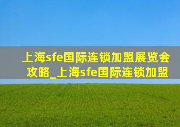 上海sfe国际连锁加盟展览会攻略_上海sfe国际连锁加盟
