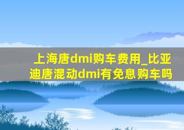 上海唐dmi购车费用_比亚迪唐混动dmi有免息购车吗