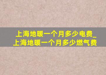 上海地暖一个月多少电费_上海地暖一个月多少燃气费