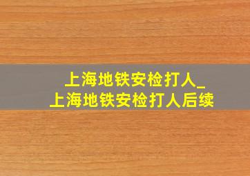 上海地铁安检打人_上海地铁安检打人后续