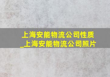 上海安能物流公司性质_上海安能物流公司照片