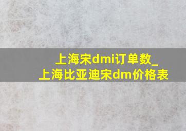 上海宋dmi订单数_上海比亚迪宋dm价格表