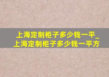 上海定制柜子多少钱一平_上海定制柜子多少钱一平方