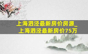 上海泗泾最新房价房源_上海泗泾最新房价75万