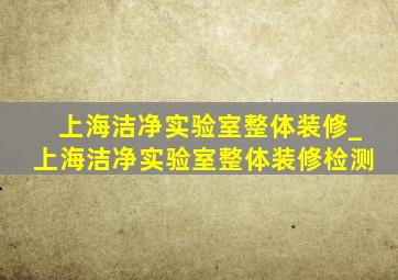 上海洁净实验室整体装修_上海洁净实验室整体装修检测