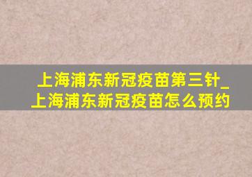 上海浦东新冠疫苗第三针_上海浦东新冠疫苗怎么预约