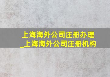 上海海外公司注册办理_上海海外公司注册机构