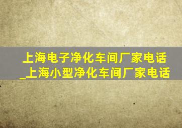 上海电子净化车间厂家电话_上海小型净化车间厂家电话